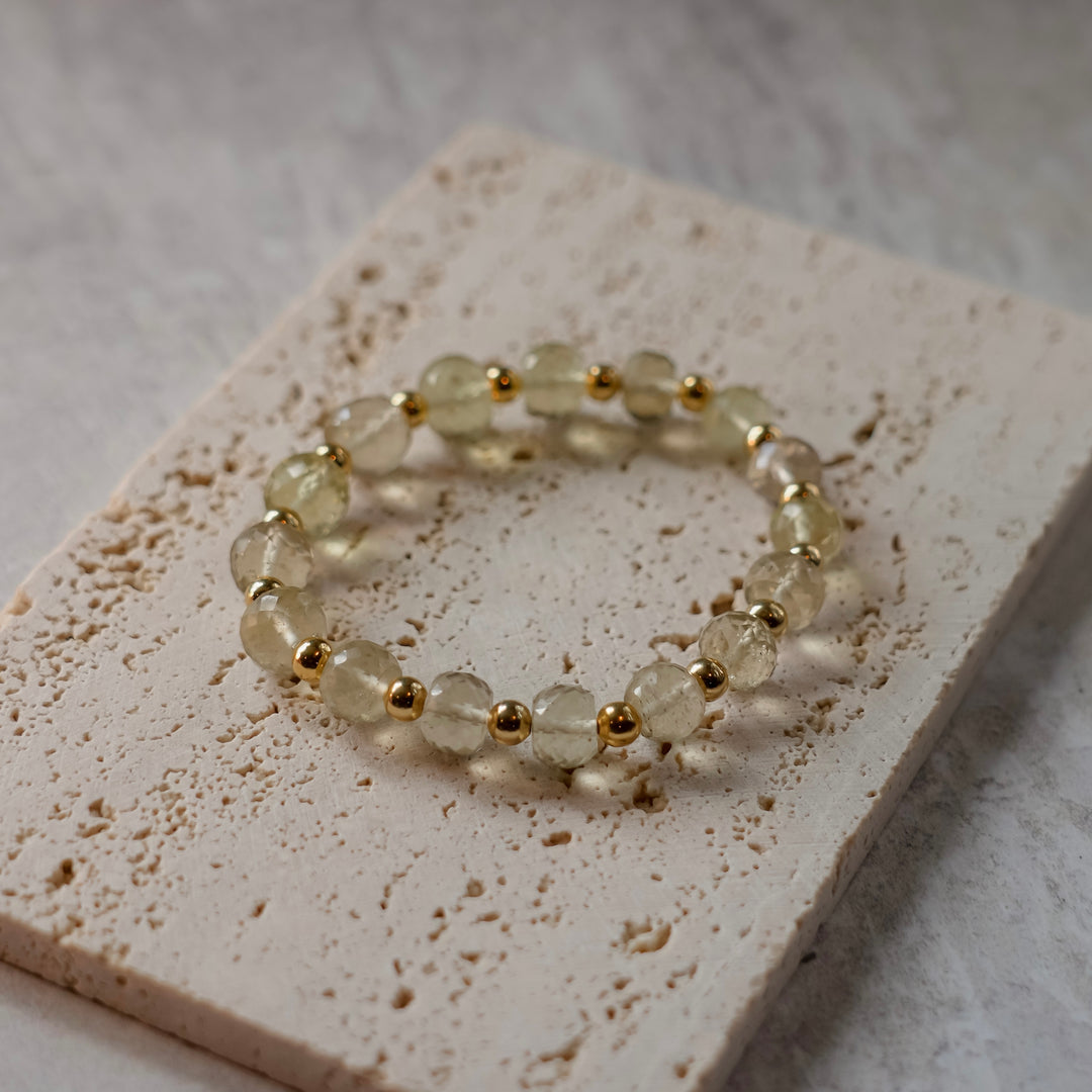 gold tektite faceted bead bracelet libyan desert glass