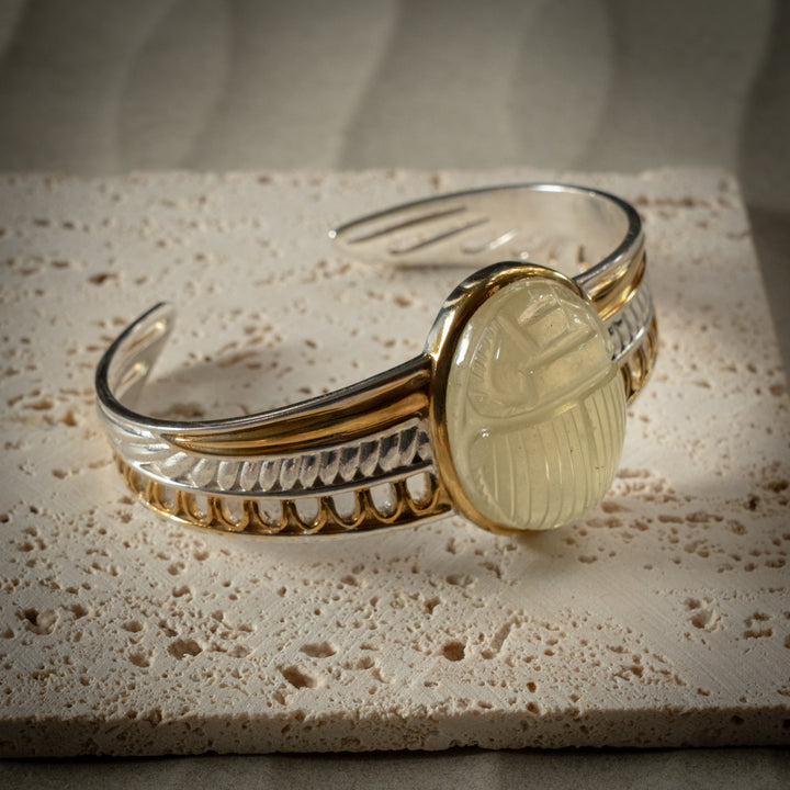 Gold Tektite Scarab Bangle