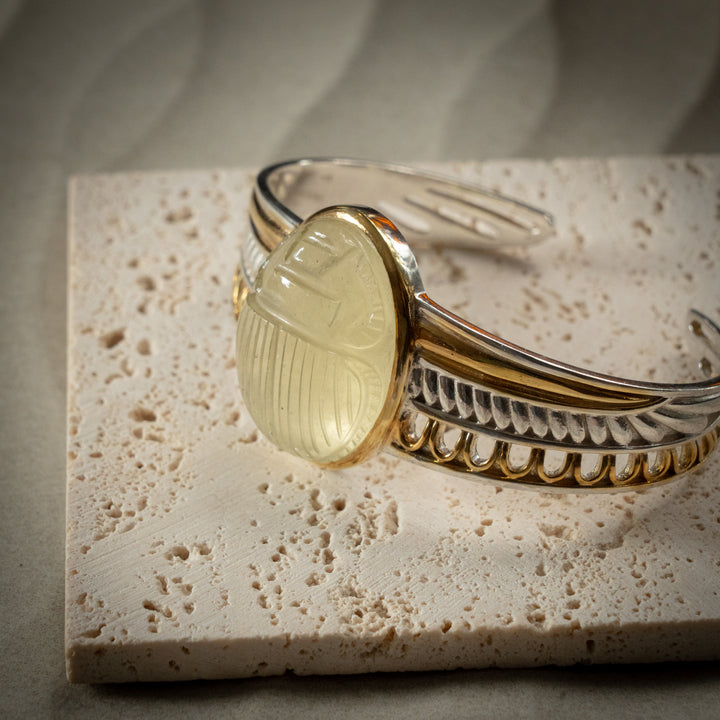 Gold Tektite Scarab Bangle