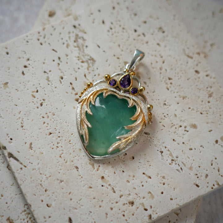 Green Fluorite Angel Heart Pendant