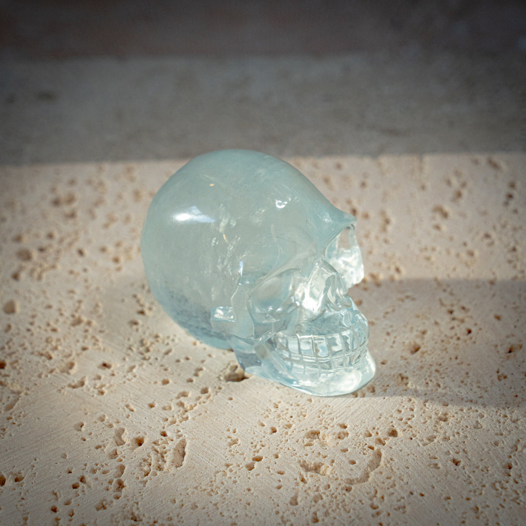 'Iceborn Seer' Aquamarine Skull