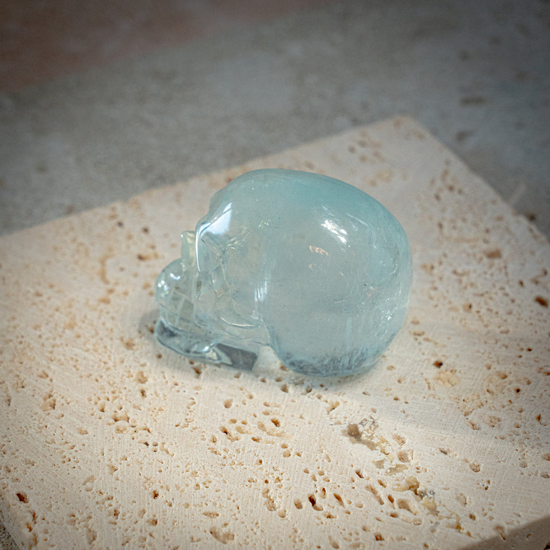 'Iceborn Seer' Aquamarine Skull