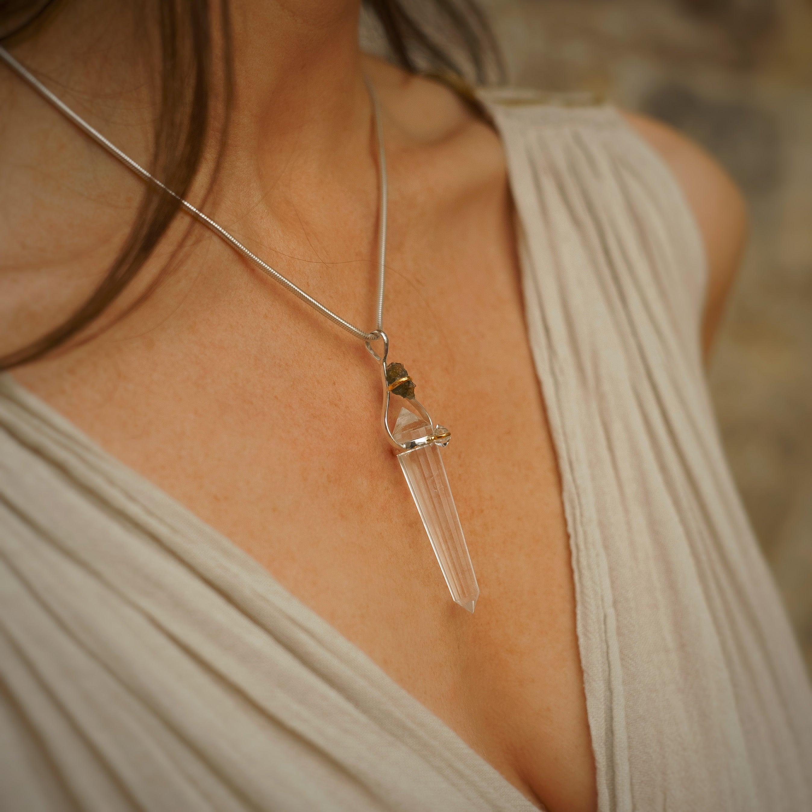 Moldavite Necklace - Clear Quartz Jewellery - Crystal Necklace - Sterling  Silver - Luna Lux Design – LunaLuxDesign