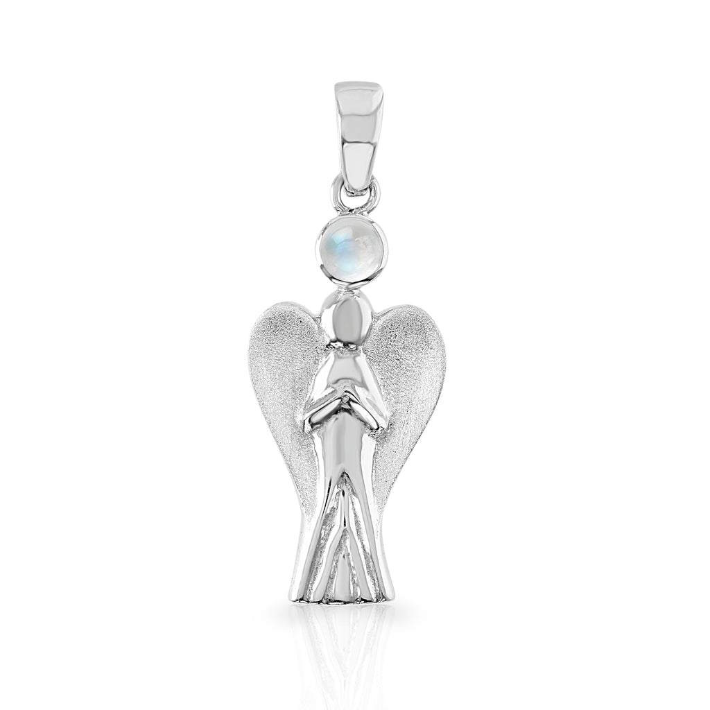 Art Nouveau Style Angel newest with White Gilson Opal Pendant Necklace 925 Sterling Silver